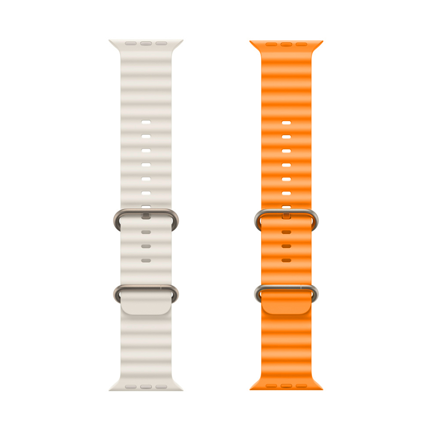 Winex 2 Adet 42-49mm Yeni Nesil Apple Uyumlu Akıllı Saat Kordonu Silikon Beyaz ve Turuncu